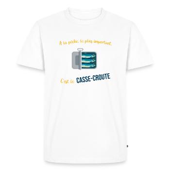 le casse croute, la pêche, cadeau, homme, sardine - T-shirt Premium bio Homme - blanc - Devant - Nico (187cm)
