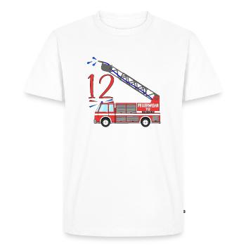 Camion de pompiers 12e anniversaire - T-shirt Premium bio Homme - blanc - Devant - Nico (187cm)