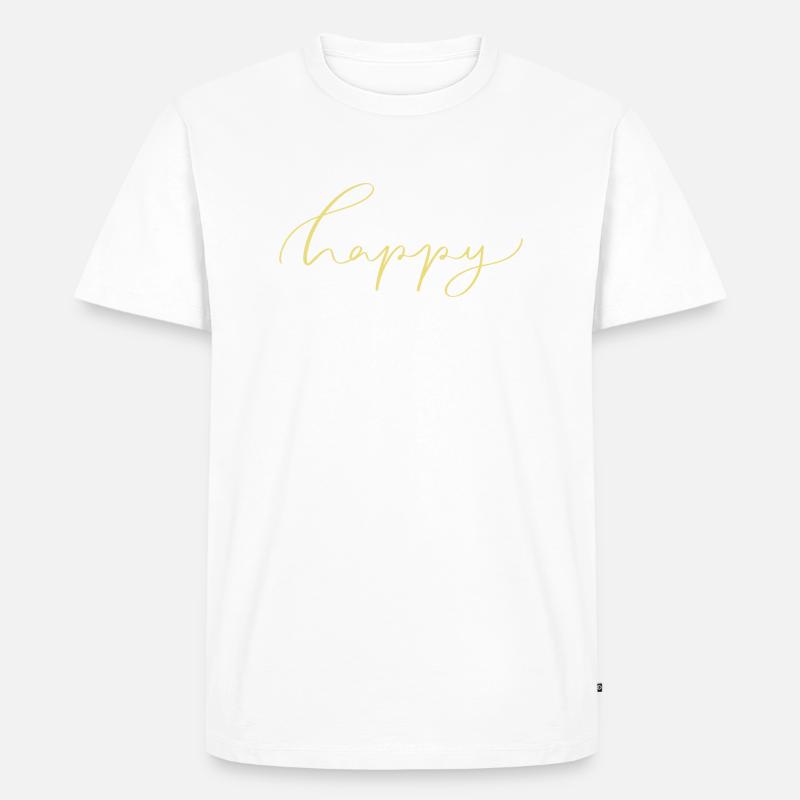 Happy - Männer Premium Bio T-Shirt - Weiß