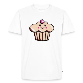 Cute Muffin Cupcake with Face Vector - Men's Premium Organic T-Shirt - white - Front - Nico (187cm)