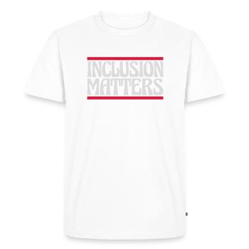 L’inclusion compte Citation du logo - T-shirt Premium bio Homme - blanc - Devant - Nico (187cm)