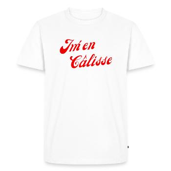 Je m'en câlisse - T-shirt Premium bio Homme - blanc - Devant - Nico (187cm)