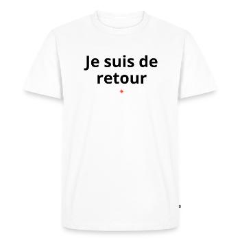 Je suis de retour - T-shirt Premium bio Homme - blanc - Devant - Nico (187cm)