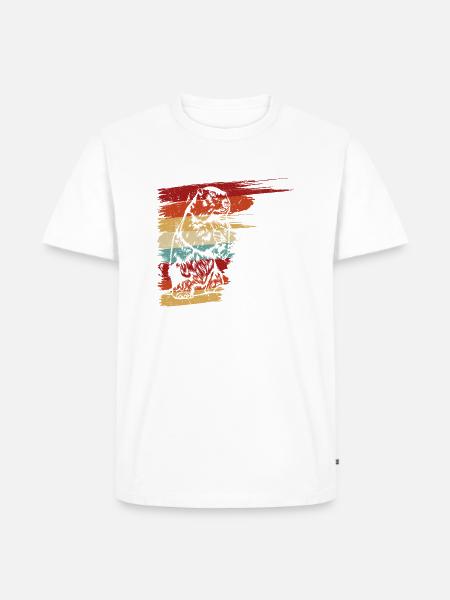 Retro Beaver Graphic, Beaver Hunter - Männer Premium Bio T-Shirt - Weiß