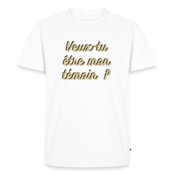 Témoin de mariage - Demande - T-shirt Premium bio Homme - blanc - Devant - Nico (187cm)