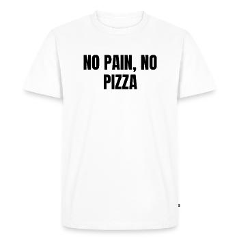 Pas de douleur Pas de pizza - T-shirt Premium bio Homme - blanc - Devant - Nico (187cm)