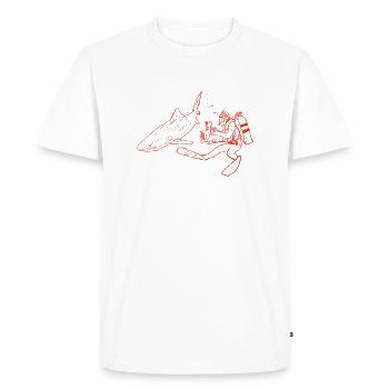 Shark with camera diver - Men's Premium Organic T-Shirt - white - Front - Nico (187cm)