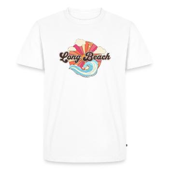 Long Beach California Retro Beach - Men's Premium Organic T-Shirt - white - Front - Nico (187cm)