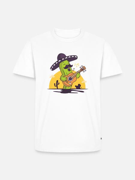 Mexikanischer Mariachi-Singkaktus - Männer Premium Bio T-Shirt - Weiß