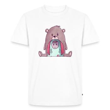 The Tiny Adventures - funny bear - Men's Premium Organic T-Shirt - white - Front - Nico (187cm)