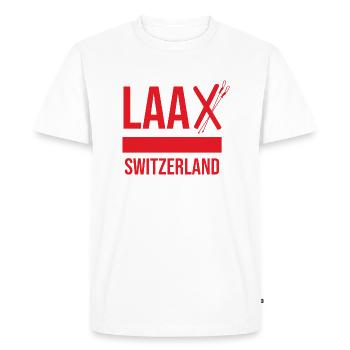 Laax Graubünden Souvenir - Men's Premium Organic T-Shirt - white - Front - Nico (187cm)