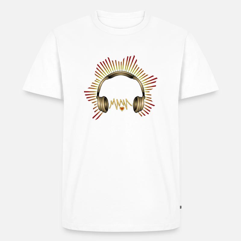 Kopfhörer - Männer Premium Bio T-Shirt - Weiß