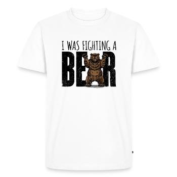 Hilarious Broken Arm Design. I Was Fighting A Bear - Men's Premium Organic T-Shirt - white - Front - Nico (187cm)