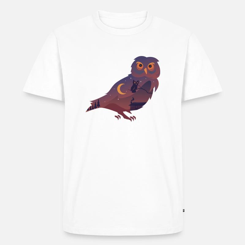 Eule Nachteule - Männer Premium Bio T-Shirt - Weiß