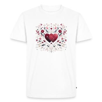 Double hearts with pattern - Men's Premium Organic T-Shirt - white - Front - Nico (187cm)