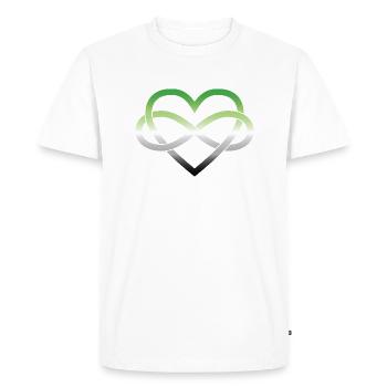 Polyamory Infinity Heart - Aromantic - Men's Premium Organic T-Shirt - white - Front - Nico (187cm)