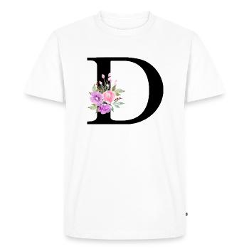 Purple Floral Letter D - Men's Premium Organic T-Shirt - white - Front - Nico (187cm)