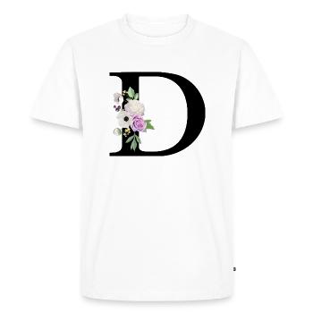 Purple Floral Letter D - Men's Premium Organic T-Shirt - white - Front - Nico (187cm)