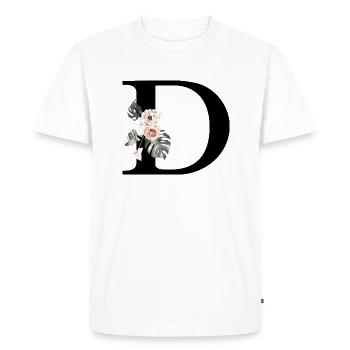 Lettre D floral tropical - T-shirt Premium bio Homme - blanc - Devant - Nico (187cm)