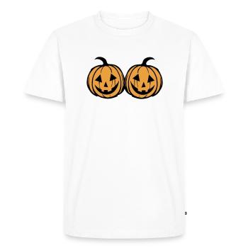 Pumpkin Face - Men's Premium Organic T-Shirt - white - Front - Nico (187cm)