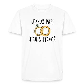 J'peux Pas J'suis Fiancé - T-shirt Premium bio Homme - blanc - Devant - Nico (187cm)