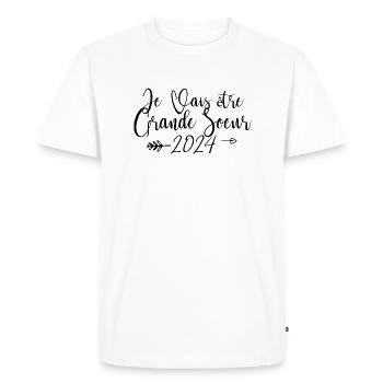 Je Vais être Grande Soeur 2024 - T-shirt Premium bio Homme - blanc - Devant - Nico (187cm)