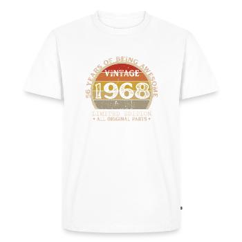 Né en 1968 - Vintage 1968 Anniversaire Rétro - T-shirt Premium bio Homme - blanc - Devant - Nico (187cm)