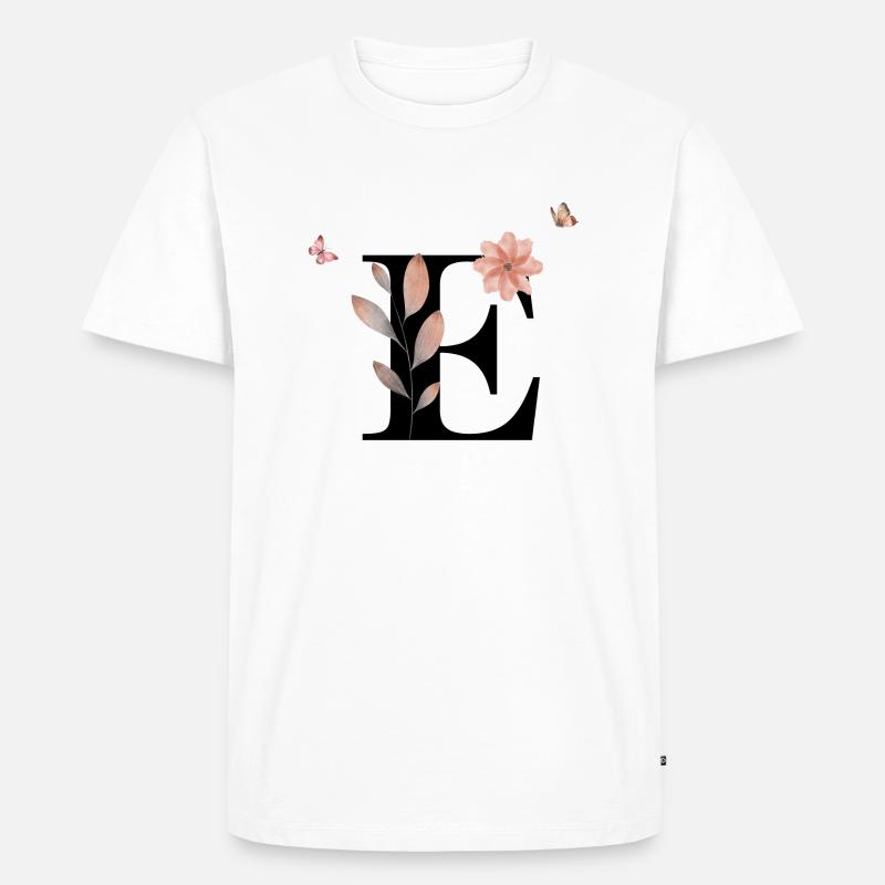 Buchstabe e Wildblumen Aquarelle - Männer Premium Bio T-Shirt - Weiß