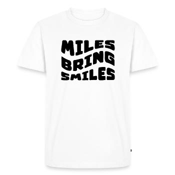 MILES BRING SMILES - Men's Premium Organic T-Shirt - white - Front - Nico (187cm)