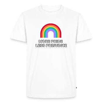 More Pride Less Prejudice - Men's Premium Organic T-Shirt - white - Front - Nico (187cm)