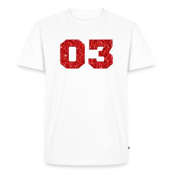 Number 3 Red Glitter -3rd Anniversary - Men's Premium Organic T-Shirt - white - Front - Nico (187cm)