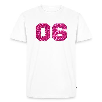 Number 6 Pink Glitter - 6th Anniversary - Men's Premium Organic T-Shirt - white - Front - Nico (187cm)