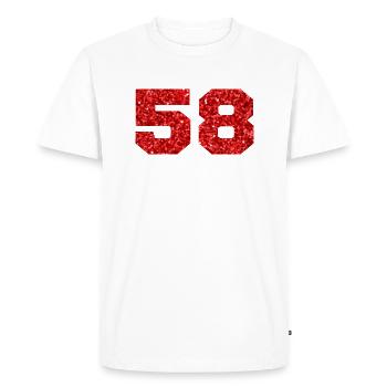 Number 58 Red Glitter - 58th Anniversary - Men's Premium Organic T-Shirt - white - Front - Nico (187cm)