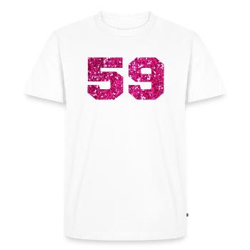 Numéro 59 paillettes rose - 59e anniversaire - T-shirt Premium bio Homme - blanc - Devant - Nico (187cm)