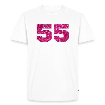 Numéro 55 paillettes rose - 55e anniversaire - T-shirt Premium bio Homme - blanc - Devant - Nico (187cm)