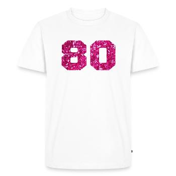 Numéro 80 paillettes rose - 80e anniversaire - T-shirt Premium bio Homme - blanc - Devant - Nico (187cm)