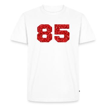 Number 85 Red Glitter - 85th Anniversary - Men's Premium Organic T-Shirt - white - Front - Nico (187cm)