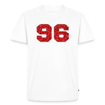 Numéro 96 paillettes rouge - 96e anniversaire - T-shirt Premium bio Homme - blanc - Devant - Nico (187cm)