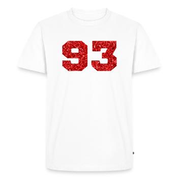 Numéro 93 paillettes rouge - 93e anniversaire - T-shirt Premium bio Homme - blanc - Devant - Nico (187cm)
