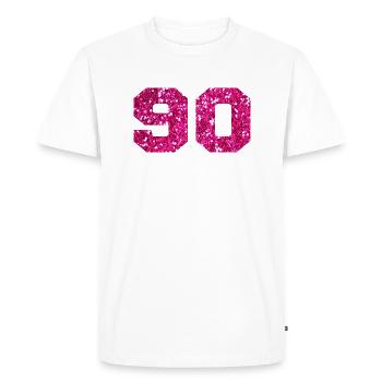 Numéro 90 paillettes rose - 90e anniversaire - T-shirt Premium bio Homme - blanc - Devant - Nico (187cm)
