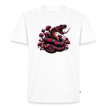 Serpent psychédélique aux champignons - T-shirt Premium bio Homme - blanc - Devant - Nico (187cm)