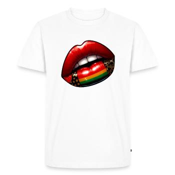 Kiss of elegance, red lips - Men's Premium Organic T-Shirt - white - Front - Nico (187cm)