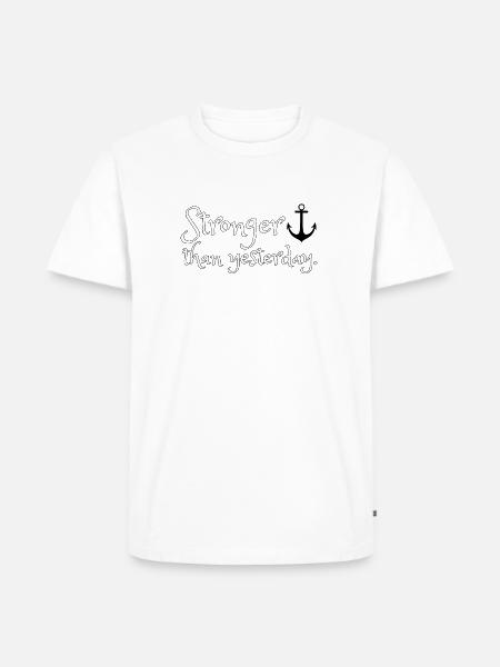 Stronger than yesterday. - Männer Premium Bio T-Shirt - Weiß