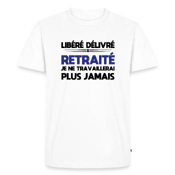 Released Released Retired - Retirement Humor T-Shirt - Men's Premium Organic T-Shirt - white - Front - Nico (187cm)