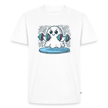 fitness avec haltères - T-shirt Premium bio Homme - blanc - Devant - Nico (187cm)