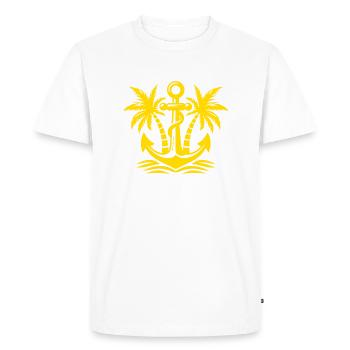 Anchor with palm tree logo - Men's Premium Organic T-Shirt - white - Front - Nico (187cm)
