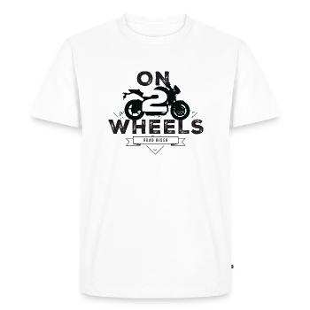 ON 2 WHEELS Black ROAD RIDER - Men's Premium Organic T-Shirt - white - Front - Nico (187cm)