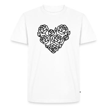 Illustration de coeur de rose en noir et blanc - T-shirt Premium bio Homme - blanc - Devant - Nico (187cm)