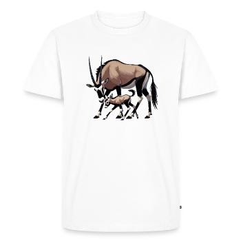 Oryx antelope with young - Men's Premium Organic T-Shirt - white - Front - Nico (187cm)