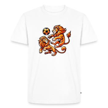 Orange lions play football - Men's Premium Organic T-Shirt - white - Front - Nico (187cm)